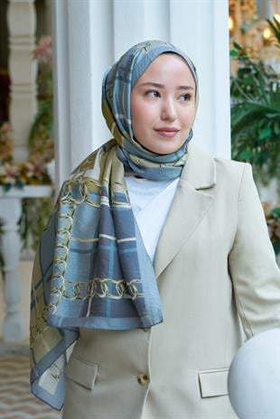 Loryan Scarf Dıamond  Ekose Zincir Şal - Antrasit