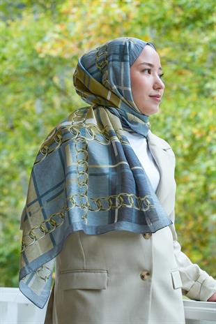 Loryan Scarf Dıamond  Ekose Zincir Şal - Antrasit