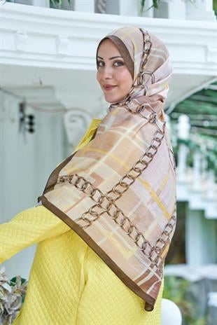 Loryan Scarf Dıamond  Ekose Zincir Şal - Haki
