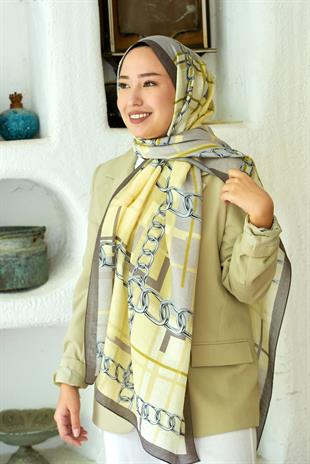 Loryan Scarf Dıamond  Ekose Zincir Şal -Mint 