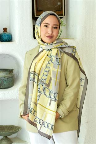 Loryan Scarf Dıamond  Ekose Zincir Şal -Mint 