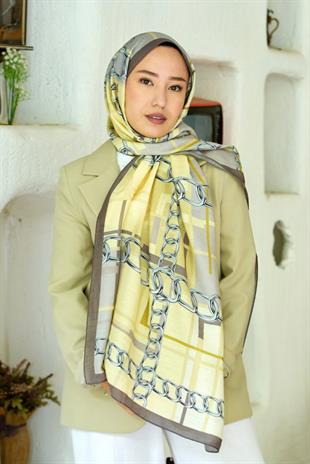 Loryan Scarf Dıamond  Ekose Zincir Şal -Mint 