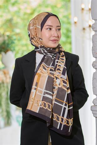 Loryan Scarf Dıamond  Ekose Zincir Şal - Siyah