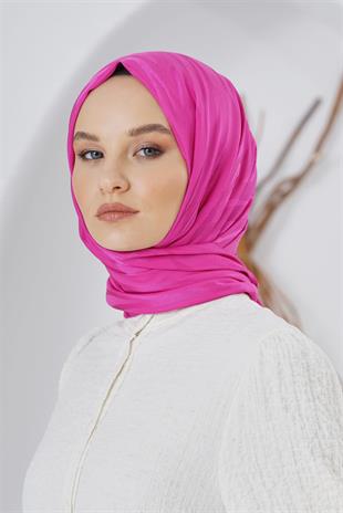 Loryan Scarf Floş Jakar Serisi Ağaç Kabuğu Desenli Şal Fuşya