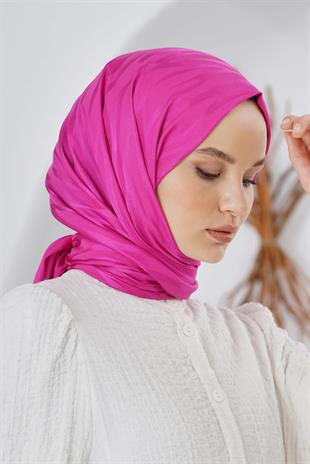 Loryan Scarf Floş Jakar Serisi Ağaç Kabuğu Desenli Şal Fuşya