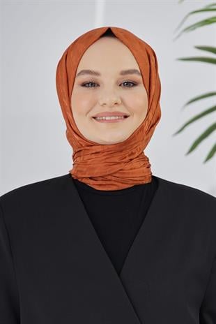 Loryan Scarf Floş Jakar Serisi Kazayağı Desenli Şal Kiremit