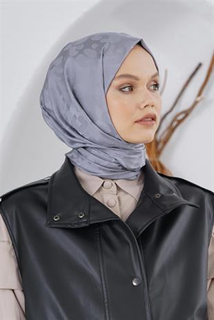 Loryan Scarf Floş Jakar Serisi Leopar Desenli Şal Füme