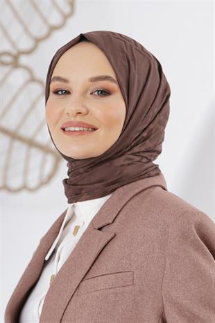 Loryan Scarf Floş Jakar Serisi Logo Desen Şal Acı Kahve