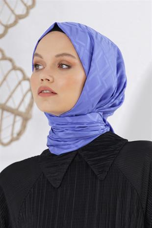 Loryan Scarf Floş Jakar Serisi Logo Desen Şal İndigo