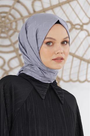 Loryan Scarf Floş Jakar Serisi Logo Desen Şal Füme