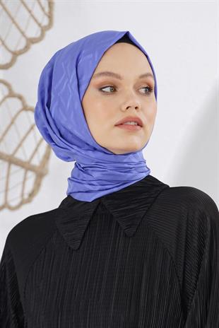 Loryan Scarf Floş Jakar Serisi Logo Desen Şal İndigo