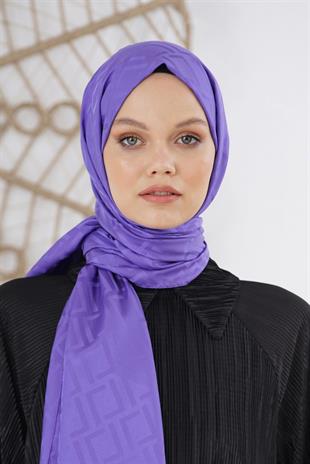 Loryan Scarf Floş Jakar Serisi Logo Desen Şal Very Peri