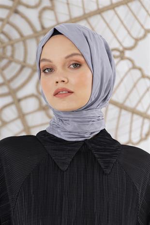 Loryan Scarf Floş Jakar Serisi Logo Desen Şal Füme