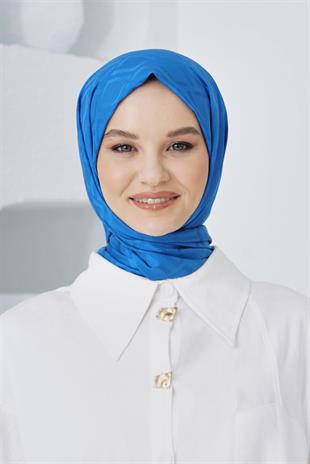 Loryan Scarf Floş Jakar Serisi Logo Desen Şal Saks