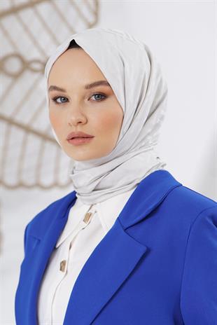 Loryan Scarf Floş Jakar Serisi Logo Desen Şal Gümüş Gri