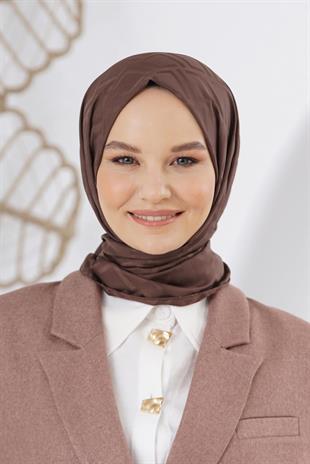 Loryan Scarf Floş Jakar Serisi Logo Desen Şal Acı Kahve