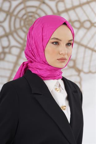 Loryan Scarf Floş Jakar Serisi Logo Desen Şal Fuşya