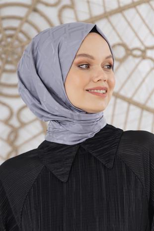 Loryan Scarf Floş Jakar Serisi Logo Desen Şal Füme