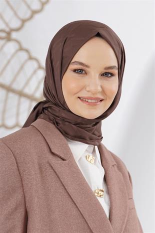 Loryan Scarf Floş Jakar Serisi Logo Desen Şal Acı Kahve