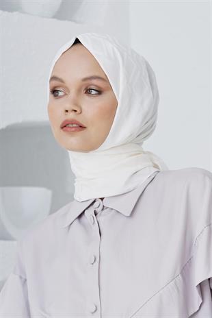 Loryan Scarf Floş Jakar Serisi Logo Desen Şal Ekru