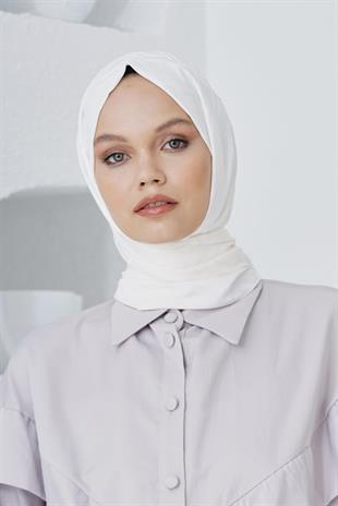 Loryan Scarf Floş Jakar Serisi Logo Desen Şal Ekru