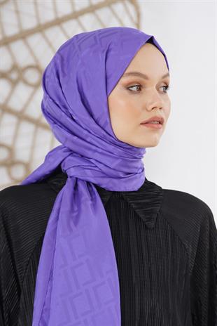 Loryan Scarf Floş Jakar Serisi Logo Desen Şal Very Peri