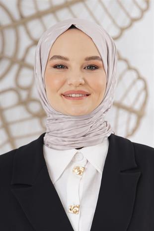 Loryan Scarf Floş Jakar Serisi Logo Desen Şal Bej