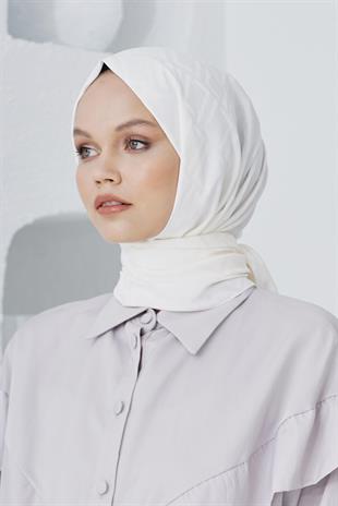 Loryan Scarf Floş Jakar Serisi Logo Desen Şal Ekru