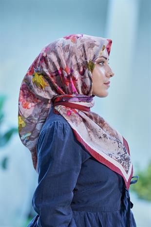 Loryan Scarf Dıamond  Henna Eşarp - Bordo/Bej