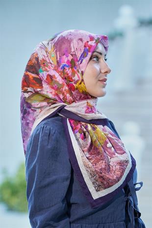 Loryan Scarf Dıamond  Henna Eşarp - Lacivert/Bej