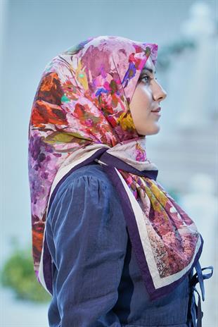 Loryan Scarf Dıamond  Henna Eşarp - Lacivert/Bej