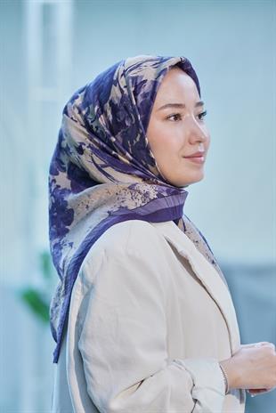 Loryan Scarf Dıamond  Henna Eşarp - Lacivert/Vizon