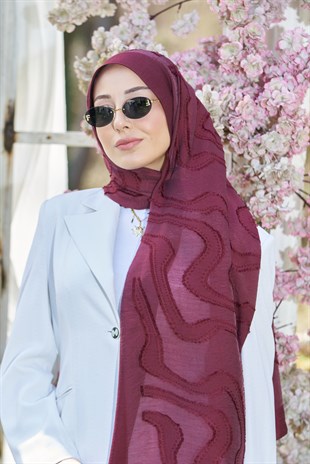 Loryan Scarf Lavin Girdap Şal - Koyu Bordo