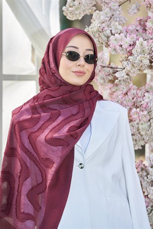 Loryan Scarf Lavin Girdap Şal - Koyu Bordo