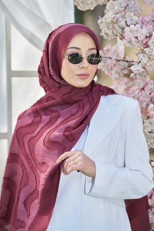 Loryan Scarf Lavin Girdap Şal - Koyu Bordo