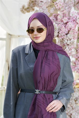 Loryan Scarf Lavin Girdap Şal - Mürdüm