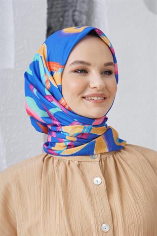 Loryan Scarf Linen Keten Karışımlı Pamuklu Confetti Desenli Eşarp Saks