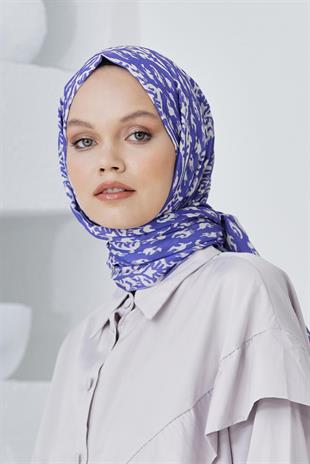 Loryan Scarf Linen Keten Karışımlı Pamuklu Çini Desenli Şal Very Peri