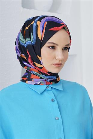 Loryan Scarf Linen Keten Karışımlı Pamuklu Confetti Desenli Şal Siyah