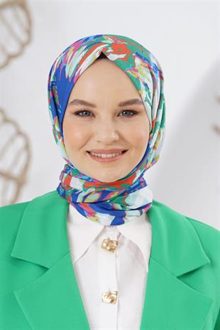 Loryan Scarf Linen Keten Karışımlı Pamuklu Zambak Desenli Şal Benetton