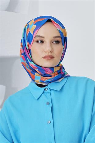 Loryan Scarf Linen Keten Karışımlı Pamuklu Confetti Desenli Şal Saks