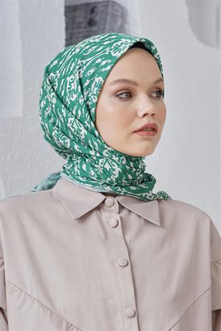 Loryan Scarf Linen Keten Karışımlı Pamuklu Çini Desenli Eşarp Benetton