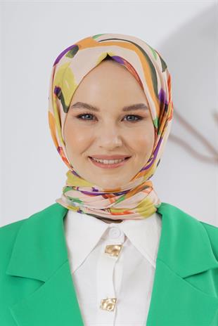 Loryan Scarf Linen Keten Karışımlı Pamuklu Confetti Desenli Şal Vizon