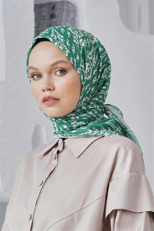 Loryan Scarf Linen Keten Karışımlı Pamuklu Çini Desenli Eşarp Benetton