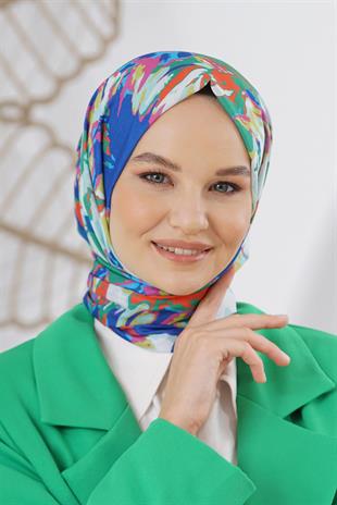 Loryan Scarf Linen Keten Karışımlı Pamuklu Zambak Desenli Şal Benetton