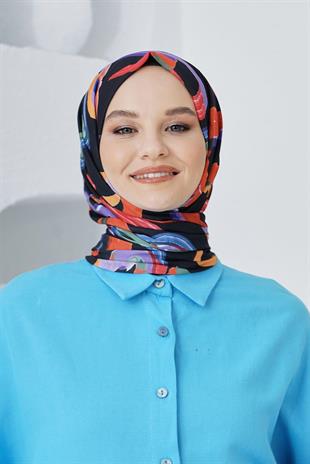 Loryan Scarf Linen Keten Karışımlı Pamuklu Confetti Desenli Şal Siyah