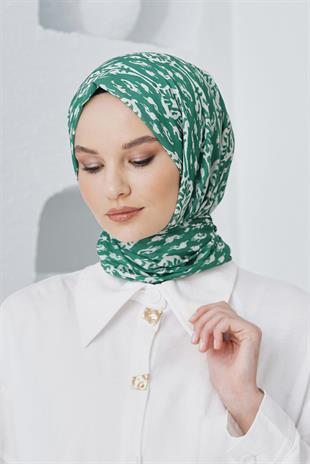 Loryan Scarf Linen Keten Karışımlı Pamuklu Çini Desenli Şal Benetton