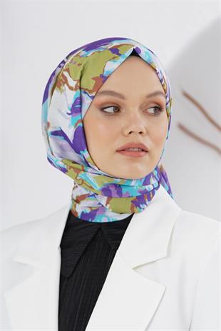 Loryan Scarf Linen Keten Karışımlı Pamuklu Zambak Desenli Şal Fıstık Yeşili