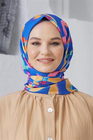 Loryan Scarf Linen Keten Karışımlı Pamuklu Confetti Desenli Eşarp Saks