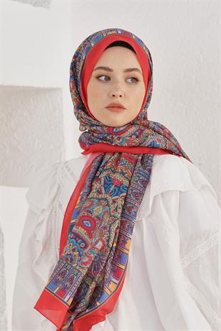 Loryan Scarf Linen Şal - Linen Harmony Pamuk Keten Şal 4298 Mercan